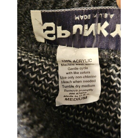 Vtg Ski Sweater Mens Sz M Gray Fair Isle Snowflake Spunky Acrylic Mock Neck USA - Picture 10 of 10